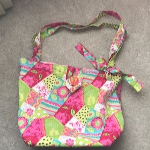 HANDMADE PURSE BAG FLORAL PINK GREEN